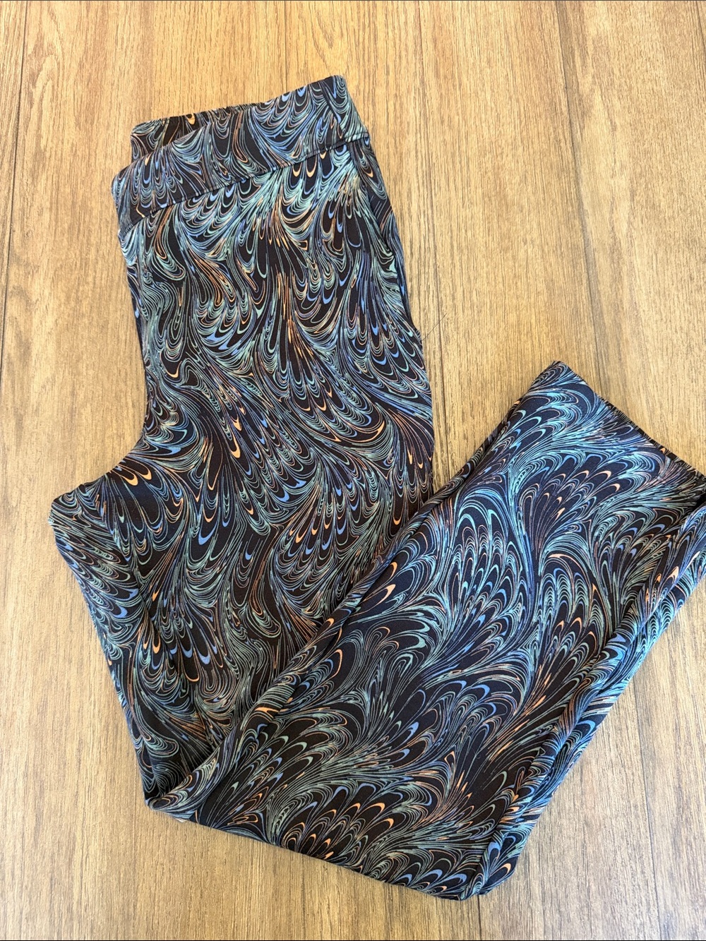 Soft Surroundings Marbled Peacock Straight Leg Pant